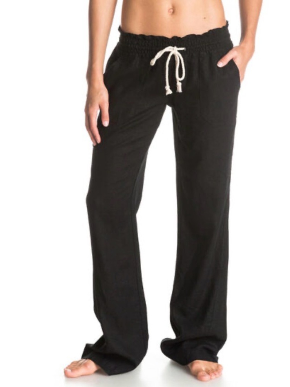 Roxy Black Wide-Leg Pants with Drawstring